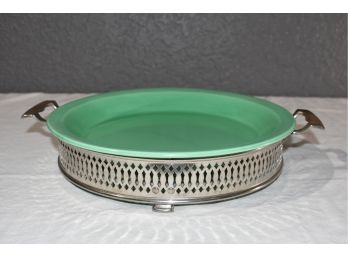 Vintage Fiestaware Base Relish Tray (pie Plate) Green