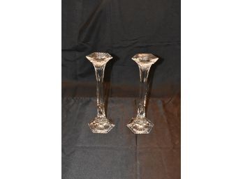 Candle Holders Pair Crystal