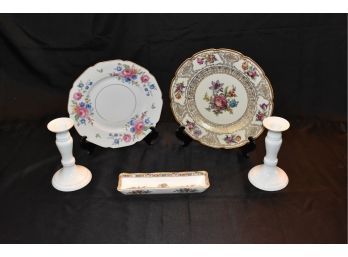 Plates 2,Candle Holder Pair ,china Tray