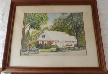 Framed Watercolor Entitled Our Nest By Billie Bissell DiSesa