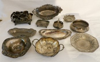 Large Grouping Of Eleven Plus Pieces Of Ornate Victorian Silverplate
