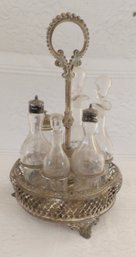 Ornate Six Bottle Silverplated Castor Set