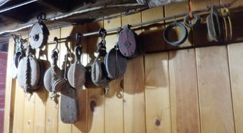 Lot Of Fourteen Seaman's And Agrarian Pulley Blocks.