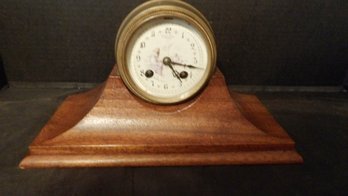Robert Pilz Vienna Brass Barrel Clock On Mahogany Stand.