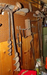 Collection Of Antique Hand Augers And Early Wood Working Tools.