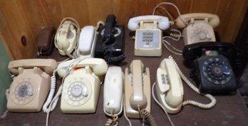 Group Of 1950s And 1960s Vintage Rotary And Touchtone Desk And Wall Phones.
