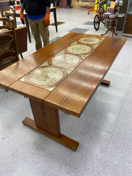 Danish Teak Dining Table With Tile Inserts And Two Extensions ($2400 I1stDibs)