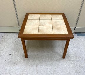 Vintage Mid Century Danish Modern Teak Tile Top Side Table