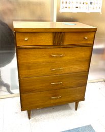 1960s Bassett Furniture Mid Century Walnut Highboy Dresser