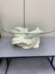 Composition Dolphin Table With Glass Top