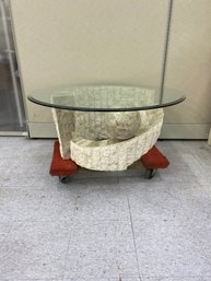 Tessalated Stone And Glass Coffee Table