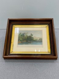 Chapel At Cold Spring New York Antique William Bartlett Print With Beautiful Frame