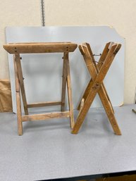 Two Antique Country Primitive Folding Stands