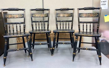 Four Authentic Signed Hitchcock Painted And Stenciled Chairs