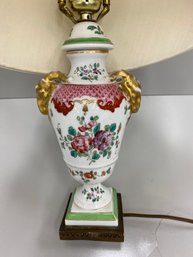 Vintage Antique Deutsche Blumen Table Lamp In The Meissen Style With Rams Heads