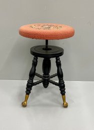 Piano Stool With Needlepoint Seat