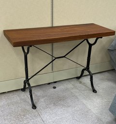 Wrought Iron Table With Thick Solid Beautifully Grained Wood Top