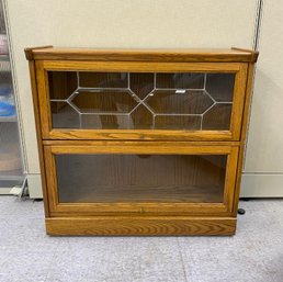 Two Stack Barrister Bookcase With Leaded Glass 36x35x12