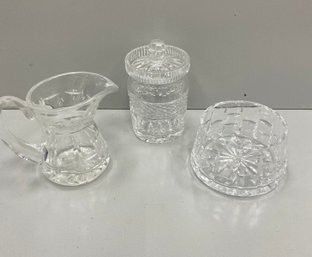 Waterford Crystal Sugar Creamer And Condiment Jelly Jar