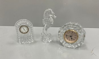 Two Waterford Clocks And A Hippocampus