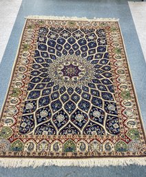 Exceptional Signed Persian Nain Oriental Rug Carpet Silk Highlights 400 KPSI