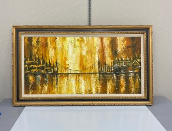 Large Mid Century Style Oil Painting Artist Signed