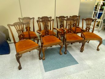 Exceptional Set Of EIGHT Chippendale Dining Chairs Including Two Arm With Bird Carving Retail $675 Each On Ch