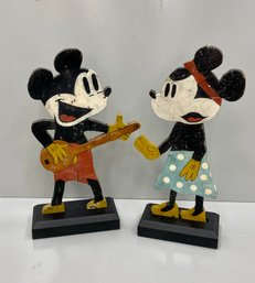 Vintage Mickey And Minnie Wood Cutouts