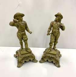 Pair Antique Metal Don Juan Clock Toppers With Marks