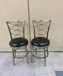 Pair Hillsdale Steel Bar Stools 42.5 Inches