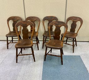 Six Antique Pennsylvania Balloon Back Country Painted Chairs