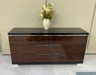 Exceptional Quality Italian Art Deco Modern Style Ebony Chest With Lacquer Finish