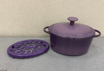 Purple Cast-iron Enamel Ware Covered  Pot