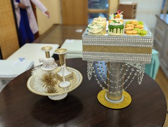 Upcycled Table Centerpiece And Cake Stand
