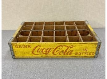 Vintage Coca Cola Yellow Painted Crate