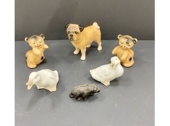 Animal Figures Including Lladro Ducks And English Dog