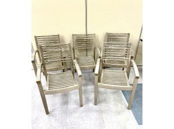 Crate And Barrel Wood Grey Wash Patio Chairs Excellent Quality