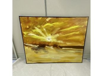 Large Framed Mid Century Painting Signed