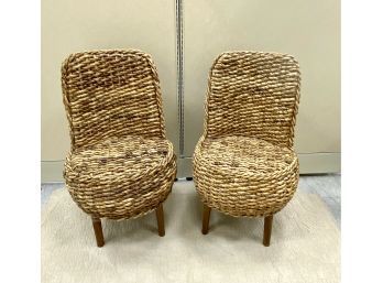 Pair Mid Century Style  Woven Chairs