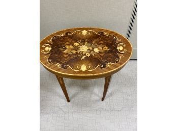 Lift Top Marquetry Table With Music Box