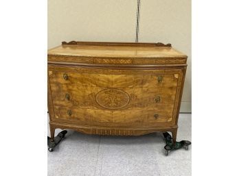 Signed Berkley & Gay Inlaid Satinwood And Burl Carved Chest