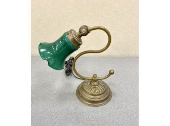 Vintage Green Glass Shade Table Lamp
