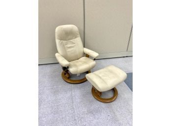 Modern STRESSLESS Swivel Chair And Ottoman Made In Norway