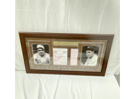 Framed Baseball Memorabilia With Babe Ruth Items