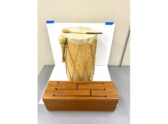 Wood Tongue Drum And Wood Leather Drum