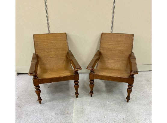 Pair Contemporary Anglo Indian Colonial Plantation Style Chairs