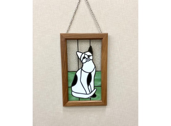 Hanging Stained Glass Cat