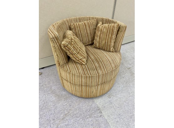Vintage Mid Century Modern Upholstered Swivel Club Chair