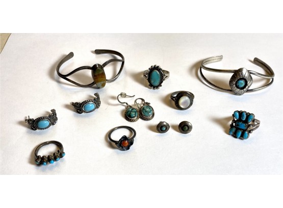 Vintage  Silver Jewelry Including Native American And Southwestern Style