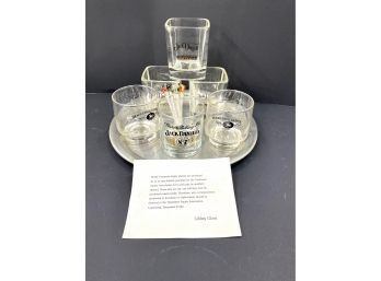 Libby Glassware With Jack Daniels Glasses On Cartier Pewter Tray